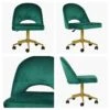 Flair Green Velvet Swivel Office Chair With Gold Legs -Furniture Specialty Store flair green office gold 4