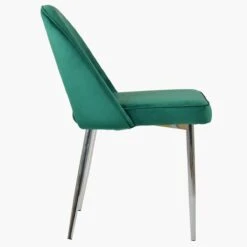 Flair Green Velvet Dining Chair With Chrome Legs -Furniture Specialty Store flair green velet chrome leg 1