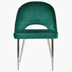 Flair Green Velvet Dining Chair With Chrome Legs -Furniture Specialty Store flair green velet chrome leg 2