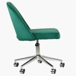 Flair Green Velvet Swivel Home Office Chair With Chrome Base -Furniture Specialty Store flair green velvet chrome office 3