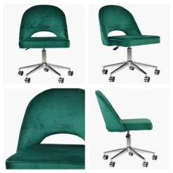 Flair Green Velvet Swivel Home Office Chair With Chrome Base -Furniture Specialty Store flair green velvet chrome office white
