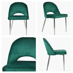 Flair Green Velvet Dining Chair With Chrome Legs -Furniture Specialty Store flair green velvet chrome white