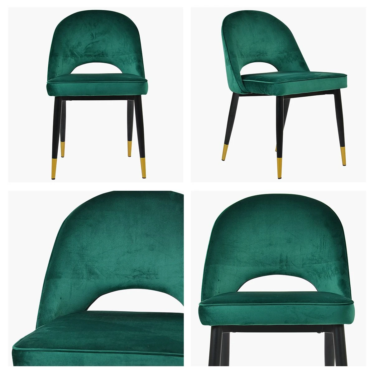 Flair Green Velvet Dining Chair With Black Gold Legs 6 Flair Green Velvet Dining Chair With Black Gold Legs - Image 4