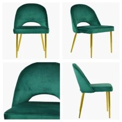 Flair Green Velvet Dining Chair With Gold Legs -Furniture Specialty Store flair green velvet gold white