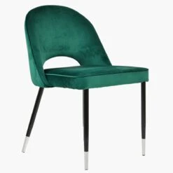 Flair Green Velvet Dining Chair With Black Silver Legs -Furniture Specialty Store flair green velvet silver tip 3