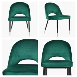 Flair Green Velvet Dining Chair With Black Silver Legs -Furniture Specialty Store flair green velvet silver tip 4