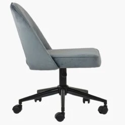 Flair Dark Grey Velvet Swivel Home Office Chair With Black Base -Furniture Specialty Store flair grey office chair black 1