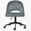 Flair Dark Grey Velvet Swivel Home Office Chair With Black Base -Furniture Specialty Store flair grey office chair black 3