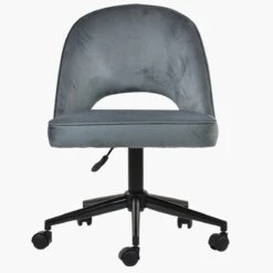 Flair Dark Grey Velvet Swivel Home Office Chair With Black Base