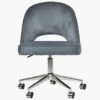 Flair Dark Grey Velvet Swivel Home Office Chair With Chrome Base -Furniture Specialty Store flair grey office chair chrome 3