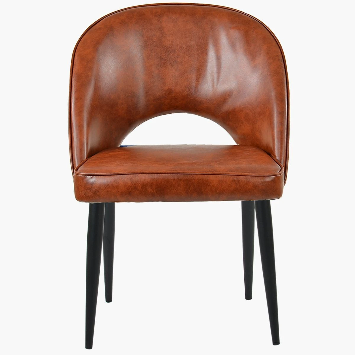 Flair Vintage Brown Leather Dining Chair With Black Legs - Image 2