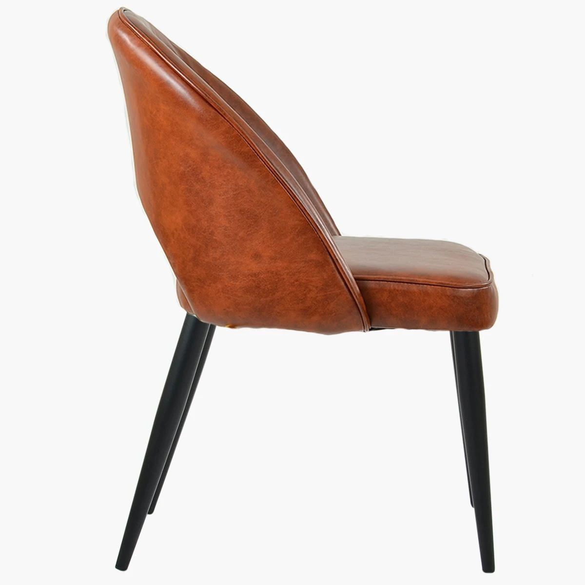 Flair Vintage Brown Leather Dining Chair With Black Legs - Image 4