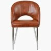 Flair Vintage Brown Leather Dining Chair With Chrome Legs -Furniture Specialty Store flair vintage brown chrome leg 1