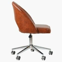 Flair Vintage Brown Leather Swivel Office Chair Chrome Base -Furniture Specialty Store flair vintage brown chrome office 3