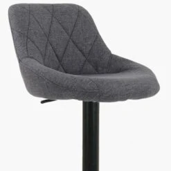 Fleur Grey Fabric Black Base Kitchen Stool -Furniture Specialty Store fleur charcoal 4 1