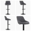 Fleur Grey Fabric Black Base Kitchen Stool -Furniture Specialty Store fleur charcoal 5 1