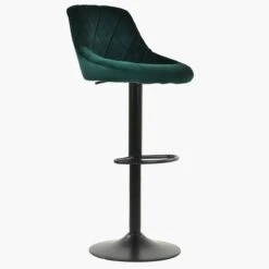 Fleur Green Velvet Black Base Kitchen Stool