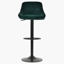 Fleur Green Velvet Black Base Kitchen Stool -Furniture Specialty Store fleur dark green 3