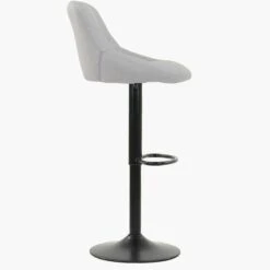 Fleur Light Grey Fabric Black Base Kitchen Stool -Furniture Specialty Store fleur light grey fab 2