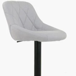 Fleur Light Grey Fabric Black Base Kitchen Stool -Furniture Specialty Store fleur light grey fab 4