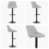 Fleur Light Grey Fabric Black Base Kitchen Stool -Furniture Specialty Store fleur light grey fab 5