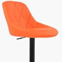 Fleur Orange Faux Leather Black Base Barstool -Furniture Specialty Store fleur orange 3