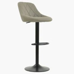 Fleur Taupe Faux Leather Black Base Bar Stool -Furniture Specialty Store fleur taupe 3