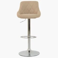 Flo Light Brown Fabric Chrome Base Barstool