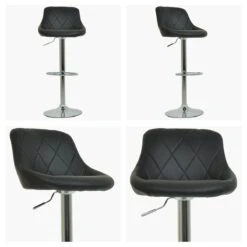 Flo Black Faux Leather Chrome Base Bar Stool -Furniture Specialty Store flo black white