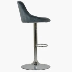 Flo Dark Grey Velvet Chrome Base Breakfast Stool -Furniture Specialty Store flo dark grey velvet 3