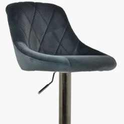 Flo Dark Grey Velvet Chrome Base Breakfast Stool -Furniture Specialty Store flo dark grey velvet 4