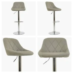 Flo Taupe Faux Leather Chrome Base Breakfast Stool -Furniture Specialty Store flo taupe white