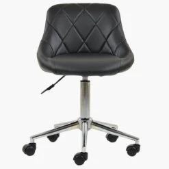 Flux Black Leather Small Swivel Desk Chair