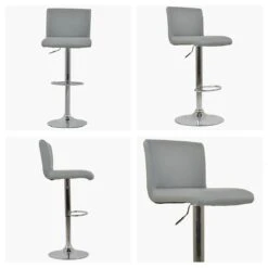 Georgia Grey Faux Leather Chrome Base Barstool -Furniture Specialty Store georgia grey white