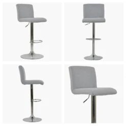 Georgia Grey Fabric Chrome Base Bar Stool -Furniture Specialty Store georgia light grey fab white
