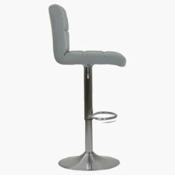 Grid Grey Faux Leather Brushed Steel Swivel Bar Stool -Furniture Specialty Store grid grey 3