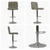 Grid Taupe Faux Leather Brushed Steel Swivel Bar Stool -Furniture Specialty Store grid taupe 4