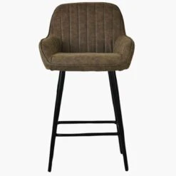 Hamilton Antique Brown Leather Black Leg Counter Bar Stool