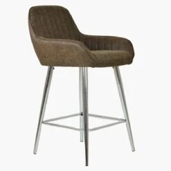 Hamilton Antique Brown Leather Chrome Leg Counter Bar Stool -Furniture Specialty Store hamilton antique brown chrome 3