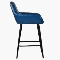 Hamilton Blue Leather Black Leg Counter Bar Stool -Furniture Specialty Store hamilton blue black 2