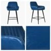 Hamilton Blue Leather Black Leg Counter Bar Stool
