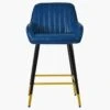 Hamilton Blue Leather Black Gold Leg Counter Bar Stool -Furniture Specialty Store hamilton blue gold tip 1