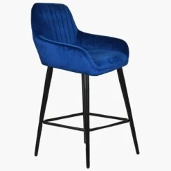 Hamilton Blue Velvet Black Leg Breakfast Stool -Furniture Specialty Store hamilton blue velvet black leg 3