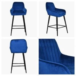 Hamilton Blue Velvet Black Leg Breakfast Stool