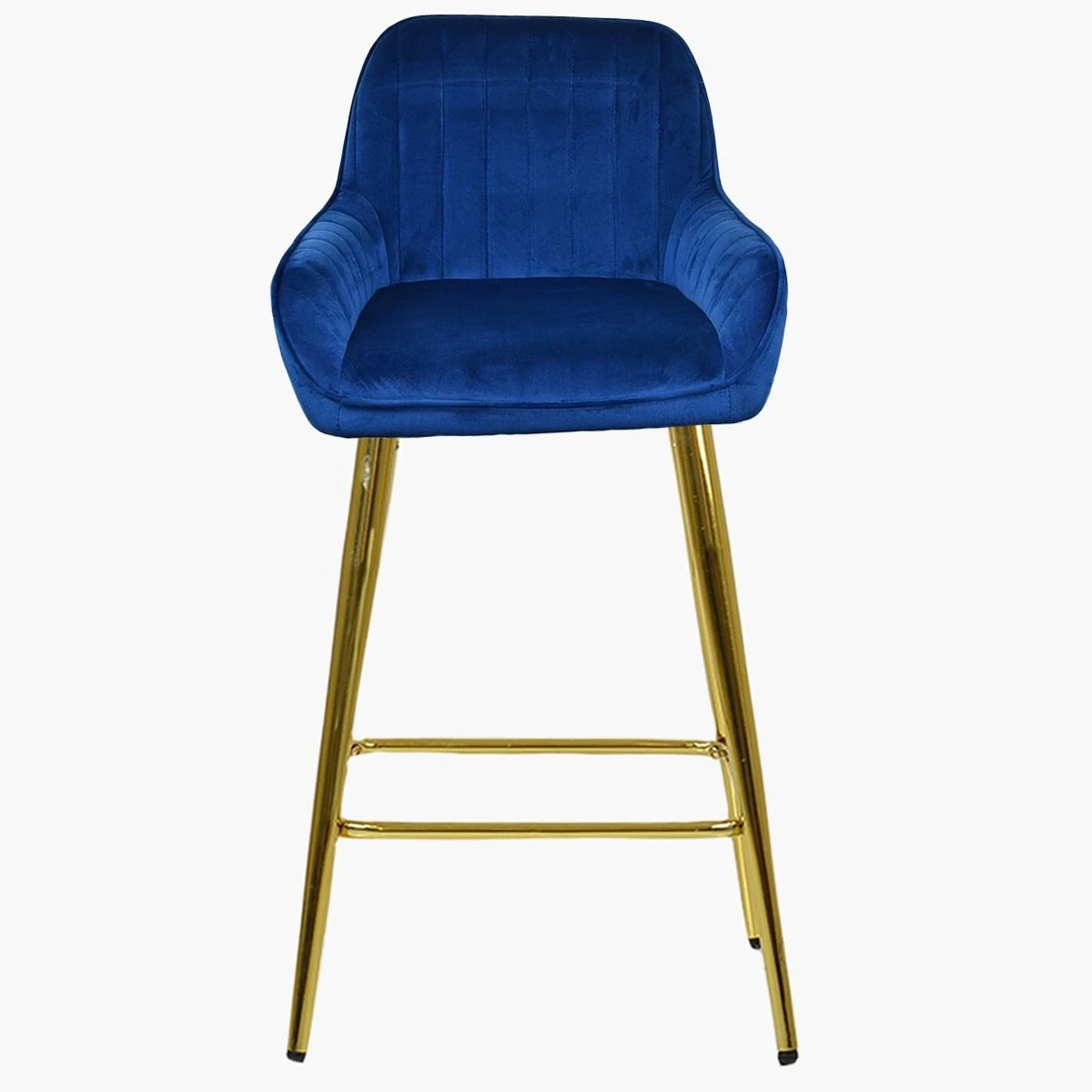 Hamilton Blue Velvet Gold Leg Breakfast Stool 4 Hamilton Blue Velvet Gold Leg Breakfast Stool - Image 2