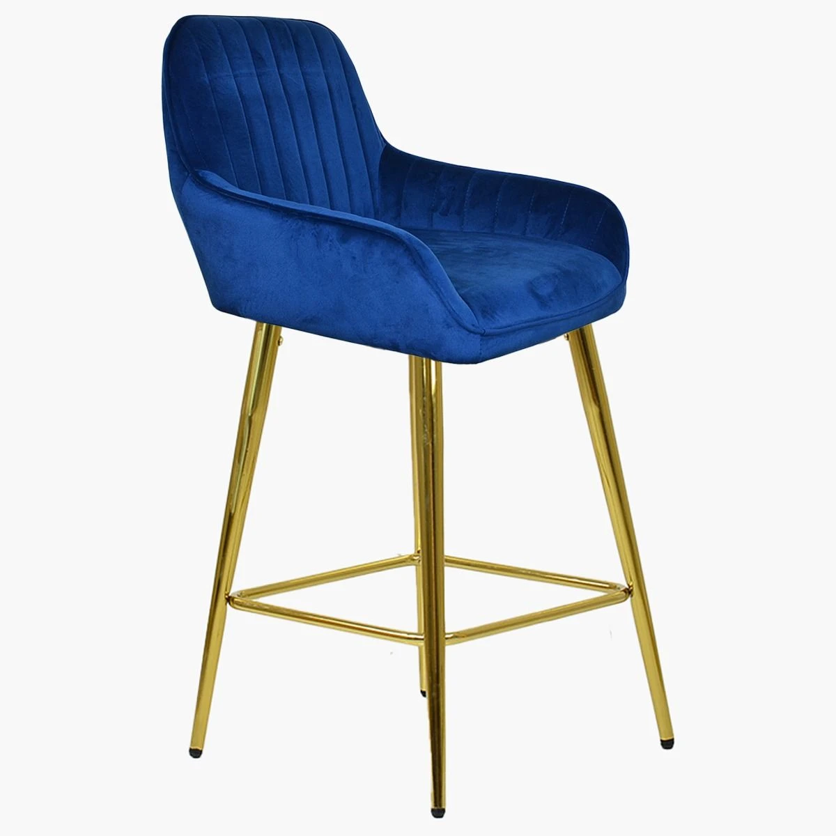 Hamilton Blue Velvet Gold Leg Breakfast Stool 5 Hamilton Blue Velvet Gold Leg Breakfast Stool - Image 3