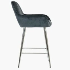 Hamilton Dark Grey Velvet Chrome Leg Kitchen Stool -Furniture Specialty Store hamilton dark grey velvet chrome leg 2 1
