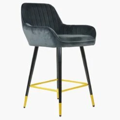 Hamilton Dark Grey Velvet Black Gold Leg Breakfast Stool 11 Hamilton Dark Grey Velvet Black Gold Leg Breakfast Stool -Furniture Specialty Store hamilton dark grey velvet gold tip 4 1