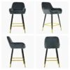 Hamilton Dark Grey Velvet Black Gold Leg Breakfast Stool -Furniture Specialty Store hamilton dark grey velvet gold tip 5 1