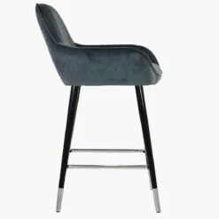 Hamilton Dark Grey Velvet Black Silver Leg Barstool -Furniture Specialty Store hamilton dark grey velvet silver tip 2 1